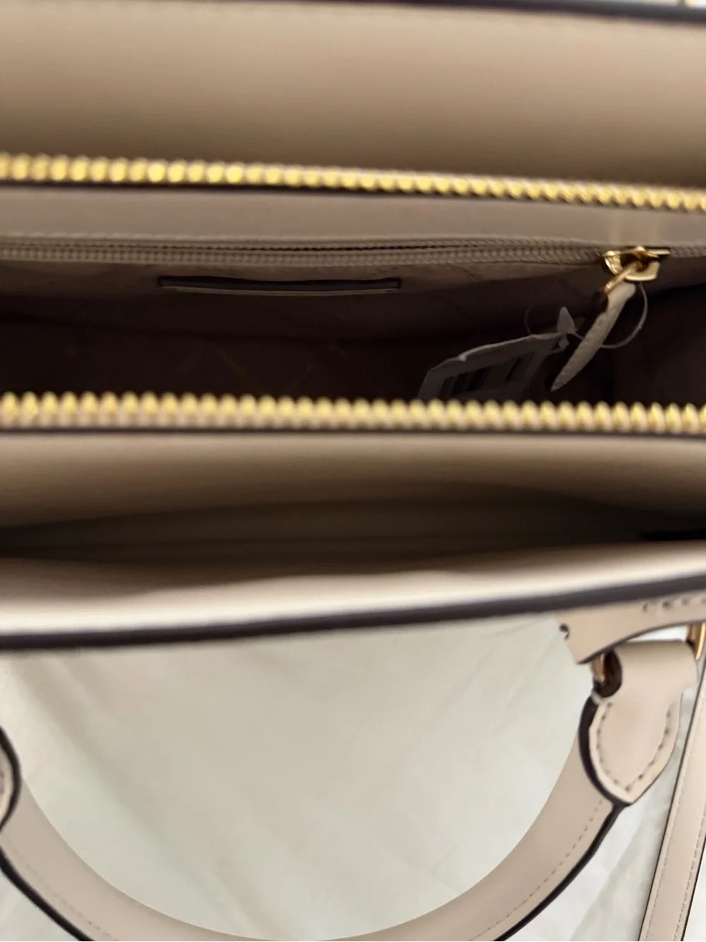 Michael Kors Cream Logo Tote with Gold Accent Charm